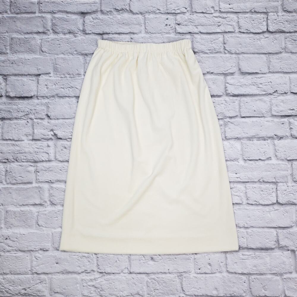 Vintage Cream Velour Elastic Waist Skirt Knee Length Fits XS-M